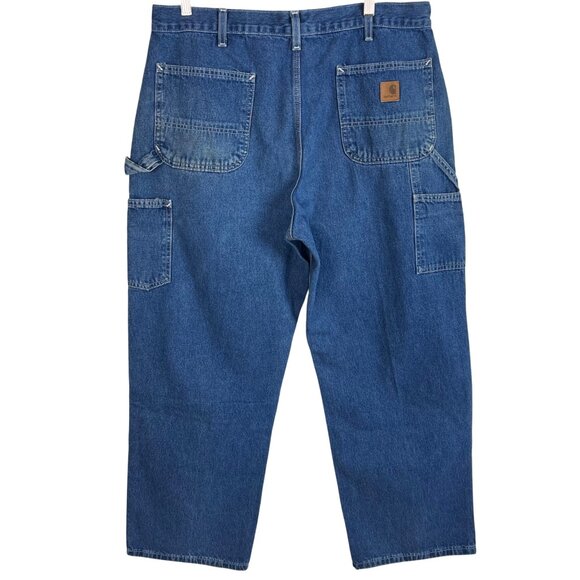Carhartt Carpenter Jeans Dungaree Fit 38x30 Straight Leg Denim Blue Workwear - Picture 4 of 8